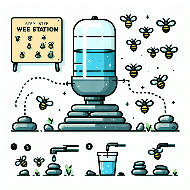bee water station with stones