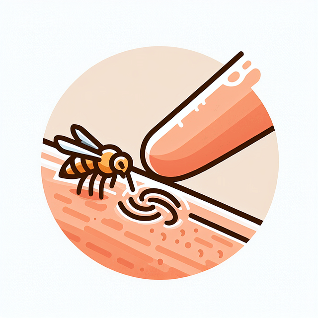 close-up of a bee stinger in skin