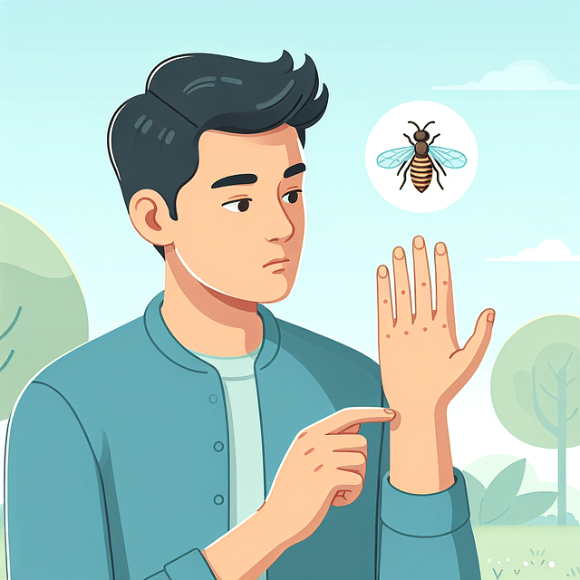 person monitoring a bee sting for allergic reactions
