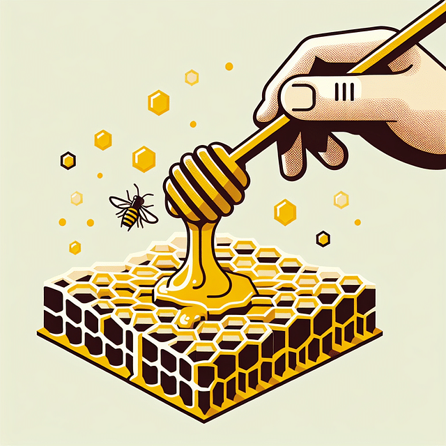 beeswax cappings being scraped clean