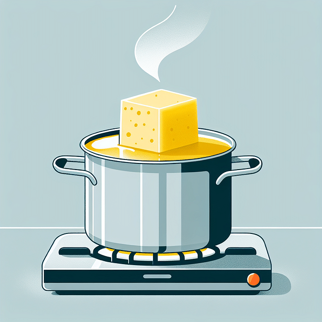 raw beeswax melting in a double boiler