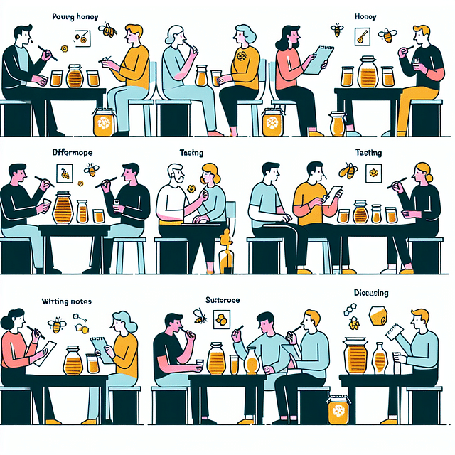 group of people discussing and comparing their honey tasting notes