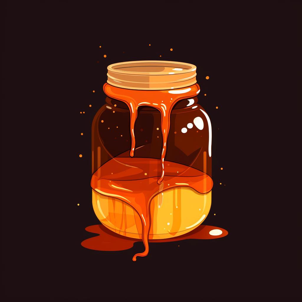 Inverted mason jar with syrup dripping out