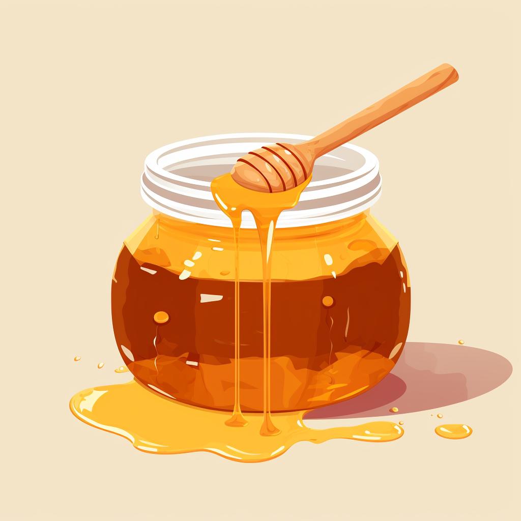 A jar of crystallized honey in a pot