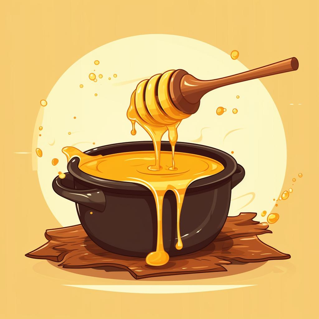 Honey being poured into a pot